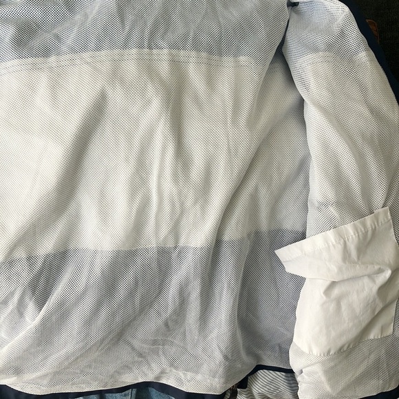 U.S. Polo Assn. Blue White Hooded Windbreaker Jacket Chunky Striped Men’s Size M - Picture 5 of 7